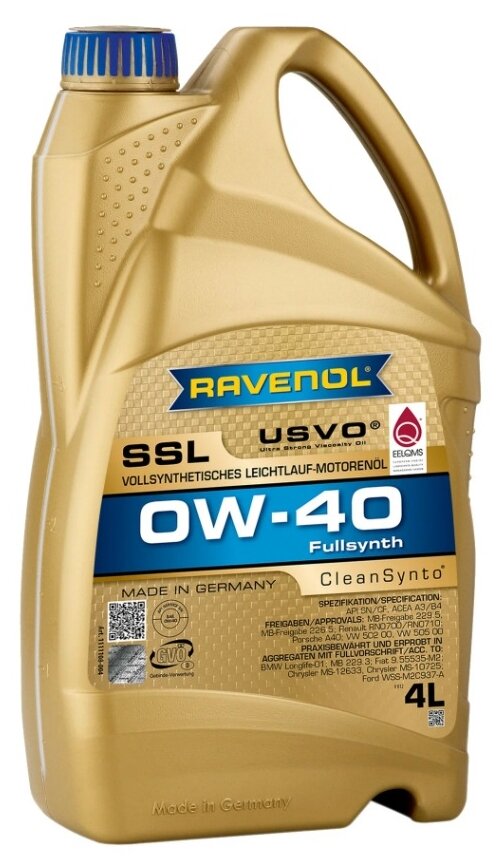 Синтетическое моторное масло RAVENOL Super Synthetik Oel SSL SAE 0W-40