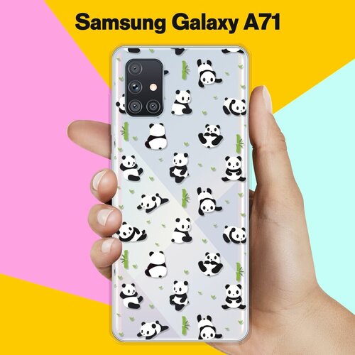 Силиконовый чехол Панды на Samsung Galaxy A71 силиконовый чехол на samsung galaxy a71 самсунг галакси а71 розовая сакура прозрачный