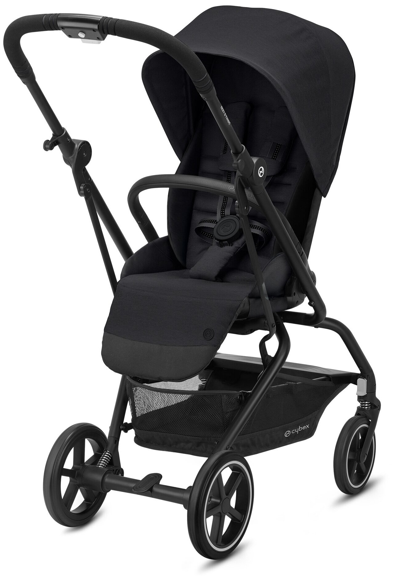 Cybex Eezy S Twist+ 2 (Deep Black на шасси Black с дождевиком и бампером)