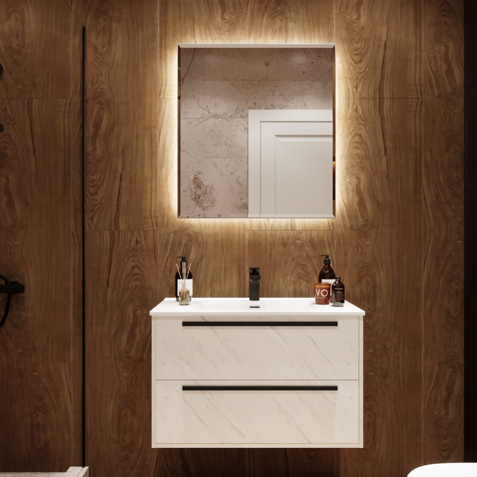 Зеркало для ванной с подсветкой белладжио 70 х 80 см бесконтактный сенсор включения, профиль серебро