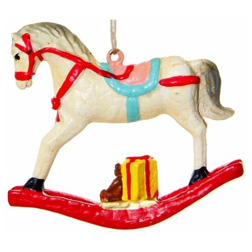Елочная игрушка SHISHI 50535, белый/красный, 7 см