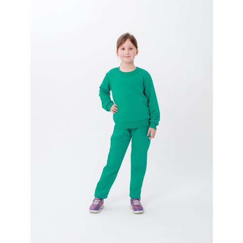 фото Комплект одежды , свитшот и брюки, размер 134, зеленый angano kids