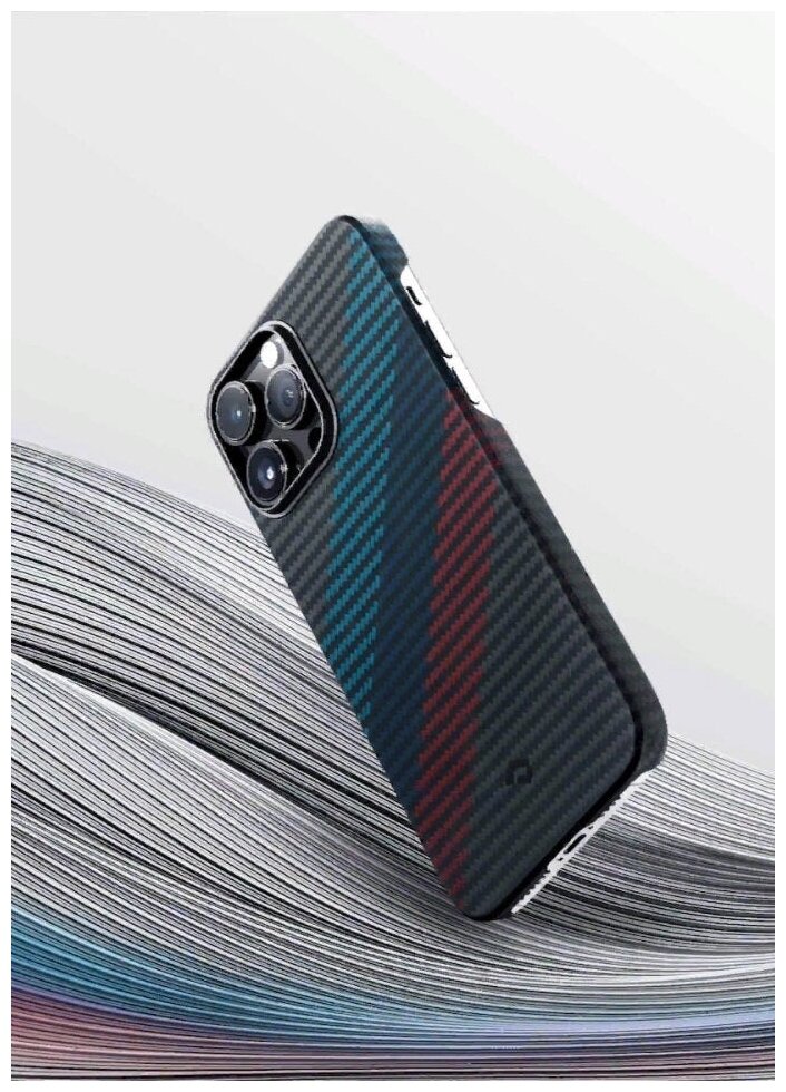 Чехол-крышка Pitaka для iPhone 14 Pro, кевлар, черно-серый - фото №4