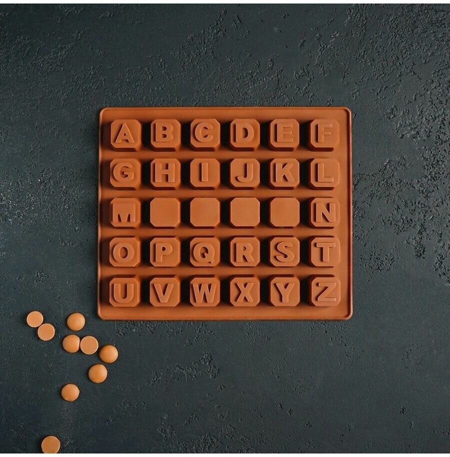 Форма для шоколада Доляна Английский алфавит, 30 ячеек, Шоколадный - фотография № 13