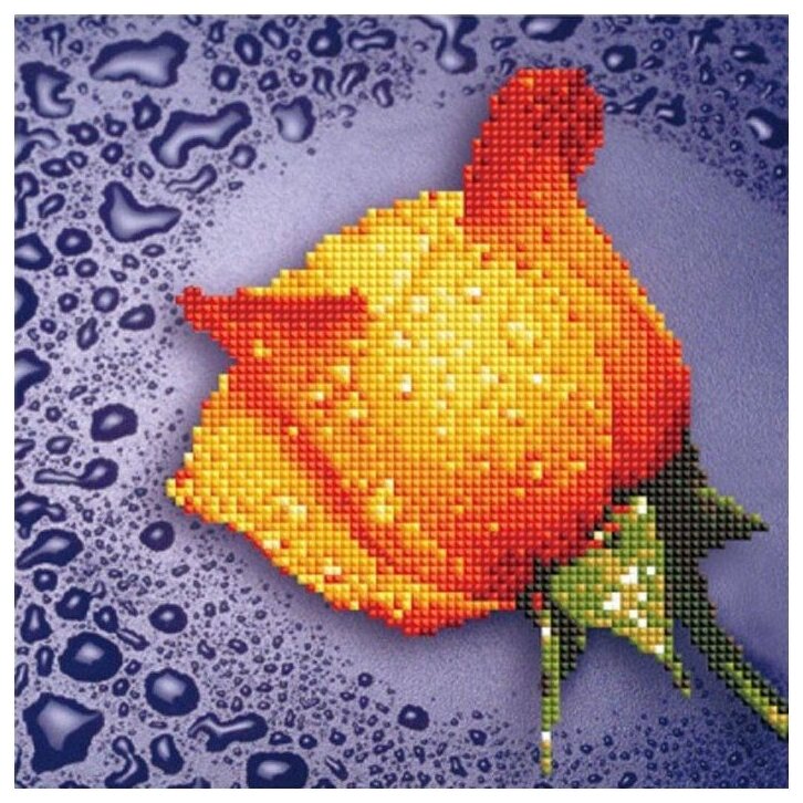 Color Kit / Алмазная живопись / Выкладка стразами / Алмазная мозайка без подрамника Желтая роза 25х25 80211