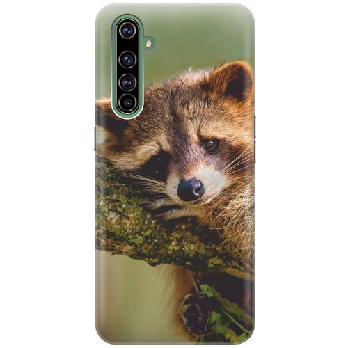 фото Cиликоновый чехол на realme x50 pro / рилми х50 про с принтом "задумчивый енот" gosso