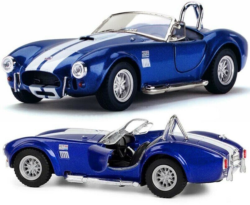 Машинка металлическая Kinsmart 1:32 "1965 Shelby Cobra 427 S/C" KT5322D инерционная / Синий - фотография № 2