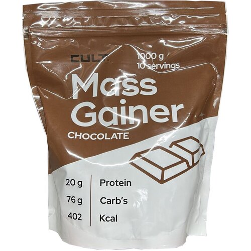 Гейнер Cult 100% Pure Mass Gainer - 1000 грамм, шоколад углеводно белковая смесь power pro gainer 10 1000 г