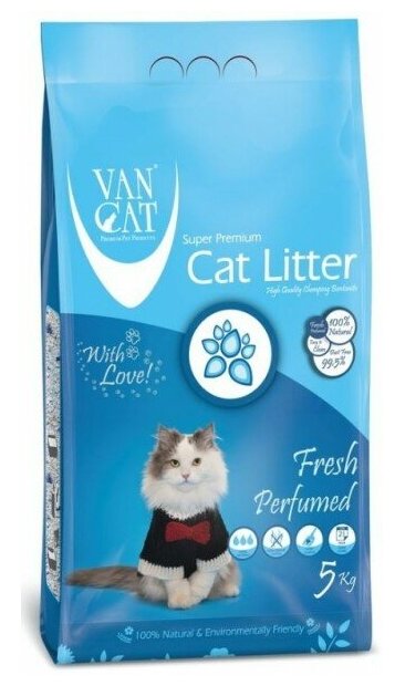 Комкующийся наполнитель VANCAT VAN CAT Fresh для кошачьих туалетов без пыли с ароматом весенней свежести 5 кг - фотография № 8