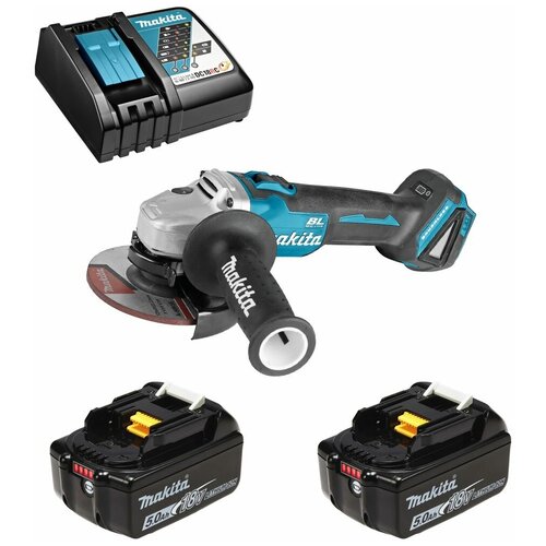 Шлифмашина угловая аккумуляторная 18В LXT 125мм Li-Ion 2x5Ач Makita DGA504RT2 53994₽