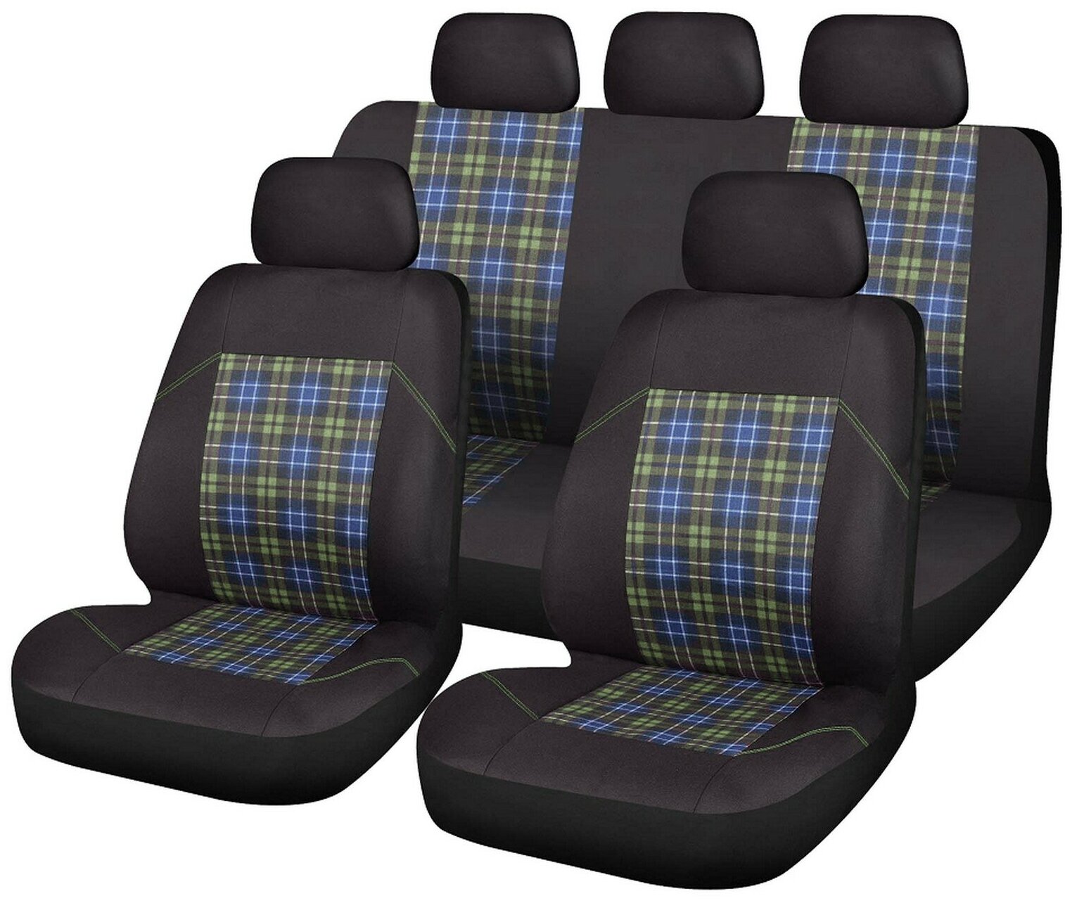 Универсальные чехлы для сидений в авто "Жаккард"черно-серые. Комплект из 9 предметов.