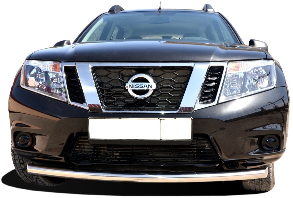 Защита переднего бампера из нержавеющей стали d42 мм NISSAN Terrano 2014-