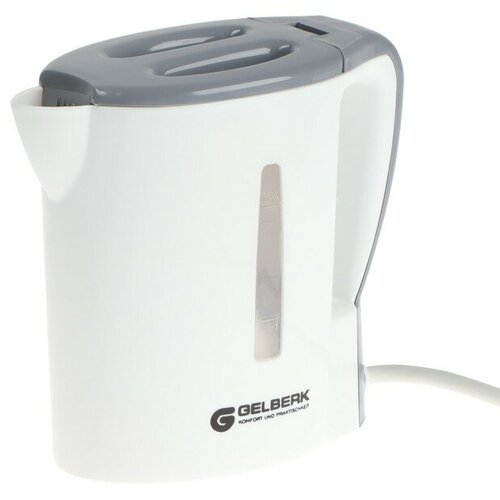 Чайник электрический GELBERK GL-465, пластик, 0.5 л, 500 Вт, бело-серый bohmann чайник bh 9919 3 л серый мрамор