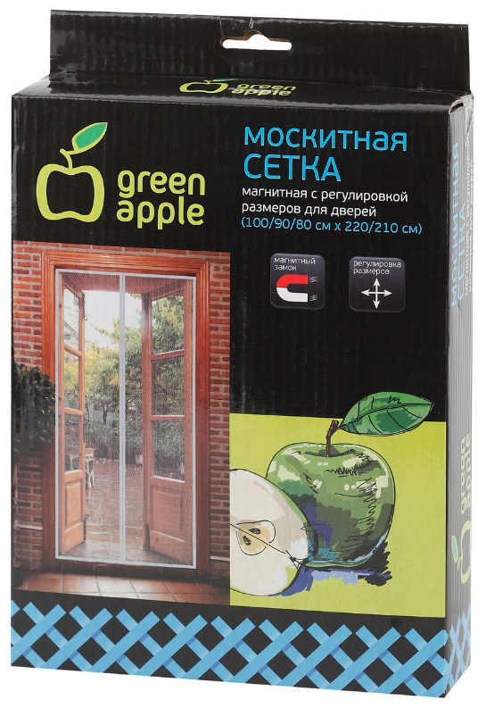 Москитная сетка GREEN APPLE универсальная с регулируемым размером 220смx50см 2шт