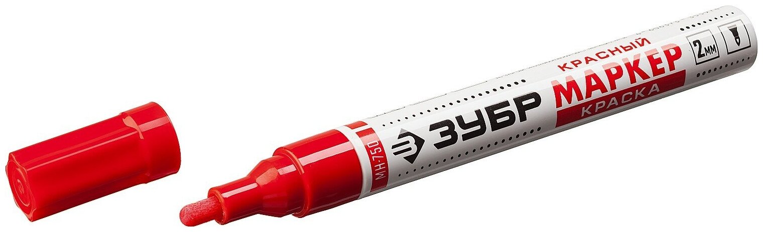 ЗУБР 2 - 4 мм круглый красный маркер-краска Профессионал (06325-3)