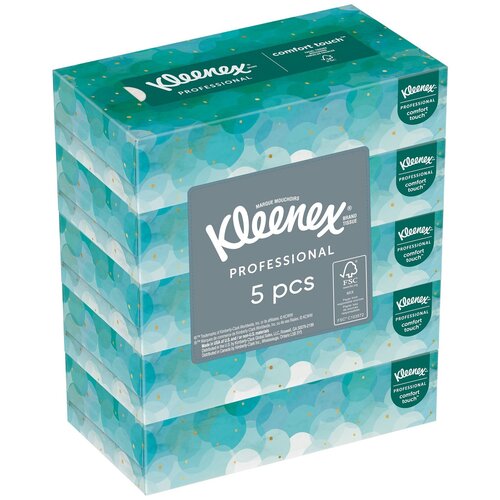 KG21400зел/5 Набор Бумажные салфетки для лица Kleenex, 2-сл, 21х19,8 см, 100 шт/уп 7820 диспенсер kimberly clark professional для косметических салфеток для лица хромированный