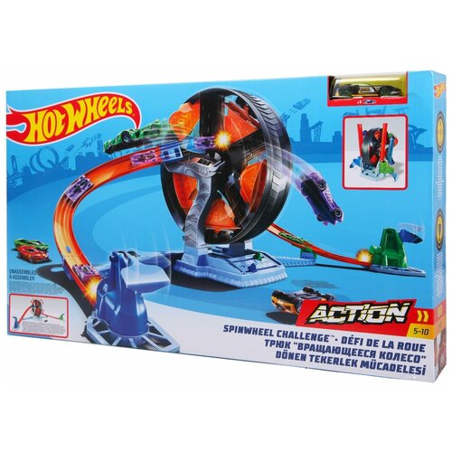 original hot wheels® rotating wheel adventure racing set gjm77 Аксессуар для трека Hot Wheels Круговое противостояние GJM77 синий