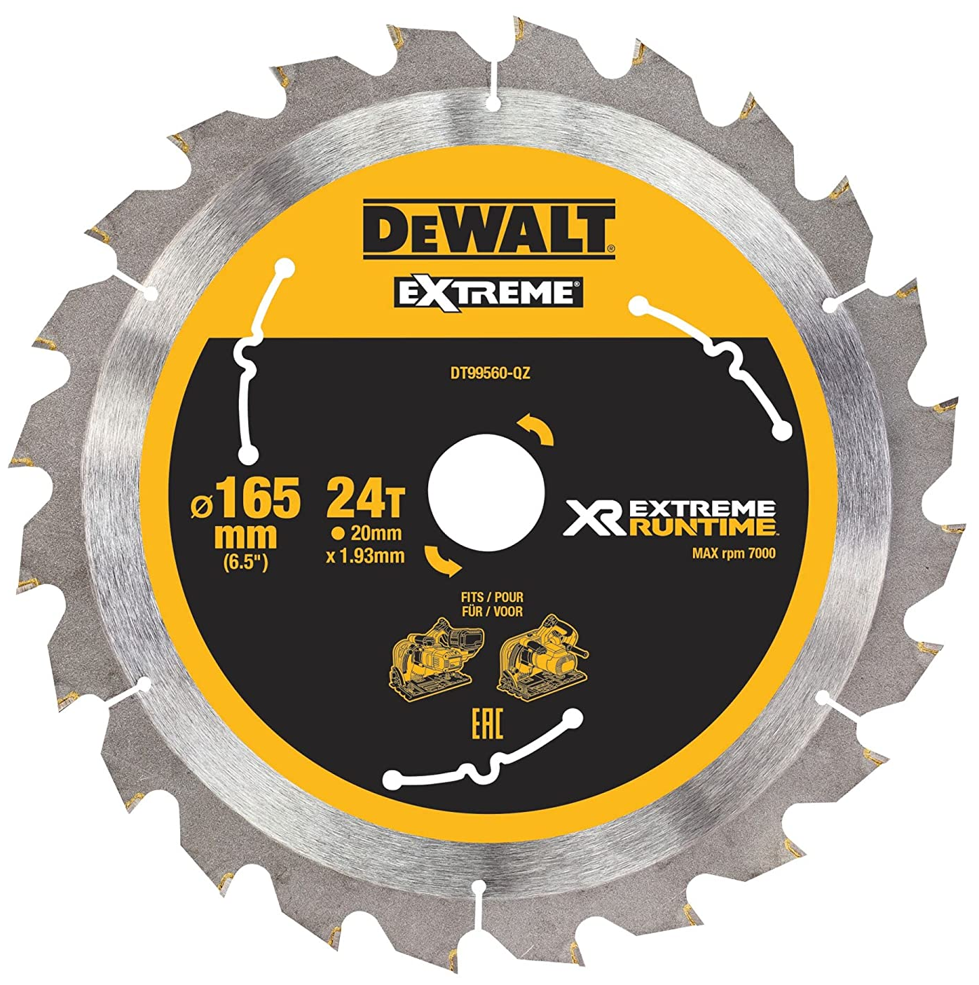 Пильный диск DEWALT DT99560 EXTREME RUNTIME 165х20 мм