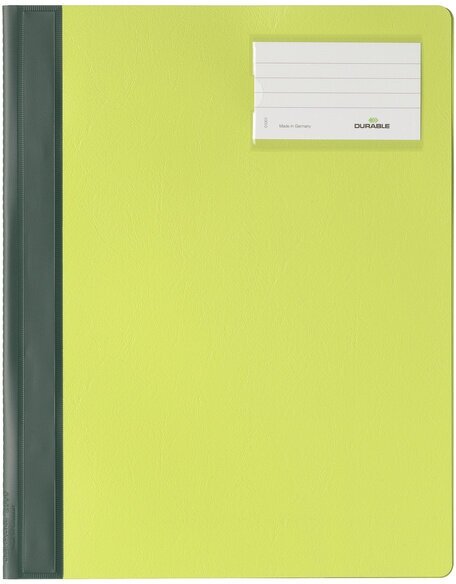 Папка-скоросшиватель Durable 2500/05 ПВХ с карманом для маркировки, визитки, формат А4, А4+, зеленый