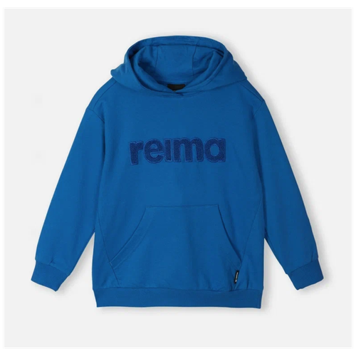фото Худи reima, средней длины, капюшон, карманы, манжеты, размер 134, синий