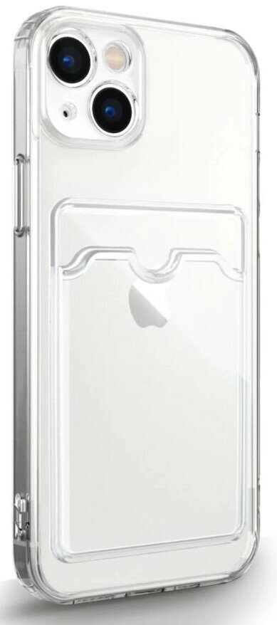 Чехол-накладка с карманом для Apple iPhone 14 (Эпл Айфон 14) противоударный силиконовый, усиленный, защитой камер, для карточки, прозрачный