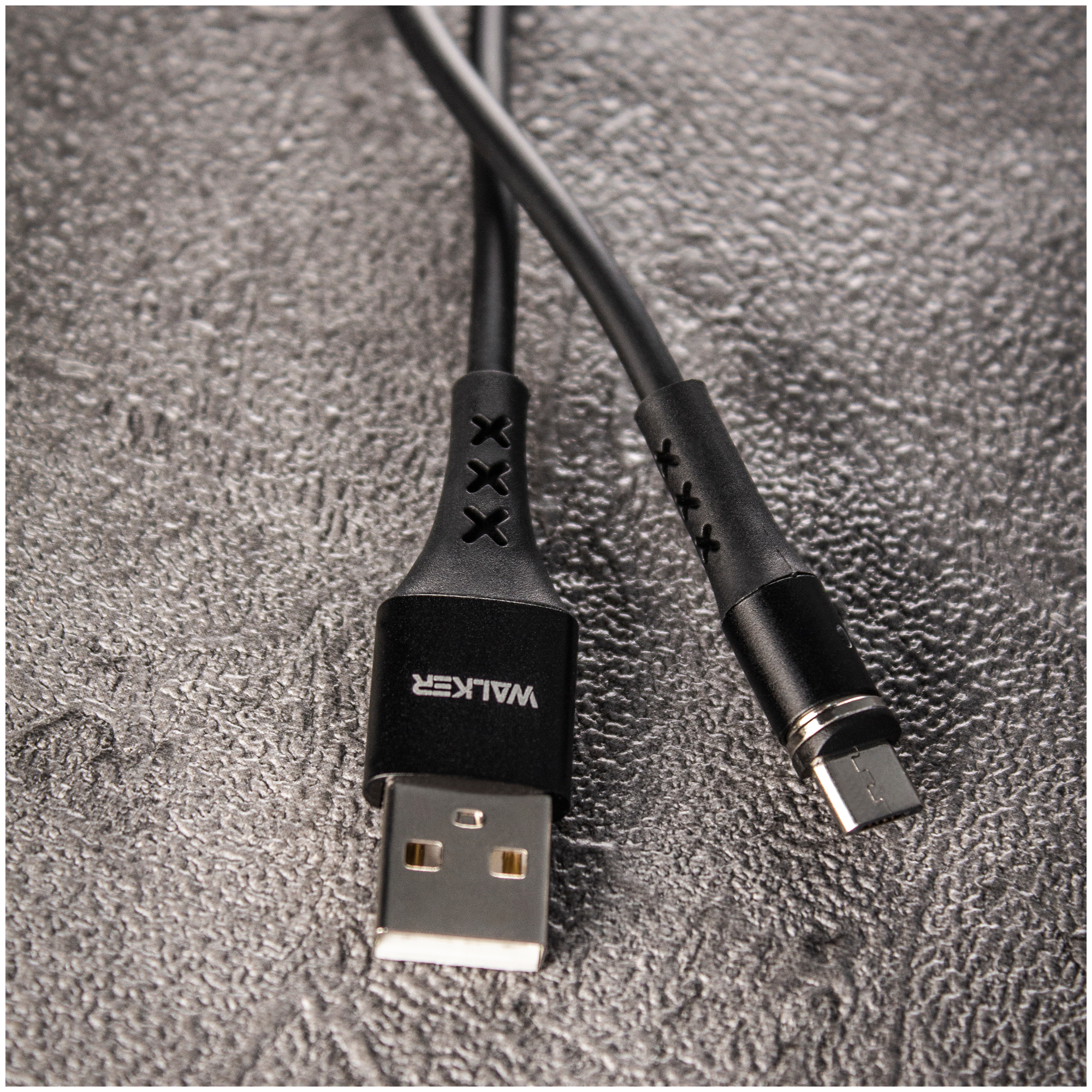 Кабель USB "WALKER" C775 для Micro USB магнитный индикатор прорезиненная оплетка (31А)