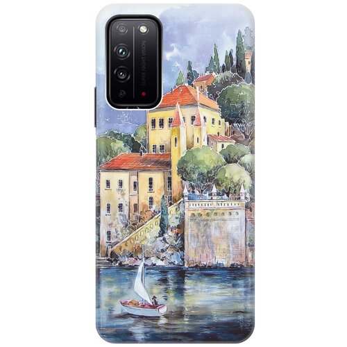 фото Cиликоновый чехол на honor x10 / хонор х10 с принтом "город у моря" gosso