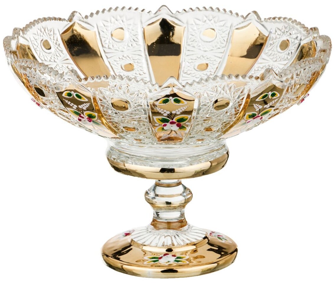 Фруктовница на ножке Lefard gold glass d = 25 см h = 17 см (195-106)