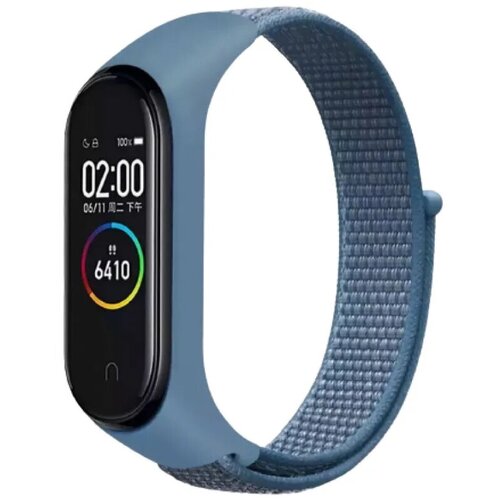 Нейлоновый ремешок для фитнес-браслета Xiaomi Mi Band 3/4/5/6/7 (ми бэнд), синий