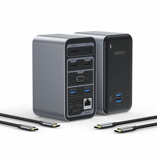 Многофункциональная компактная док-станция Choetech HUB-M21 15-в-1 USB-C цвет серый 2019000₽