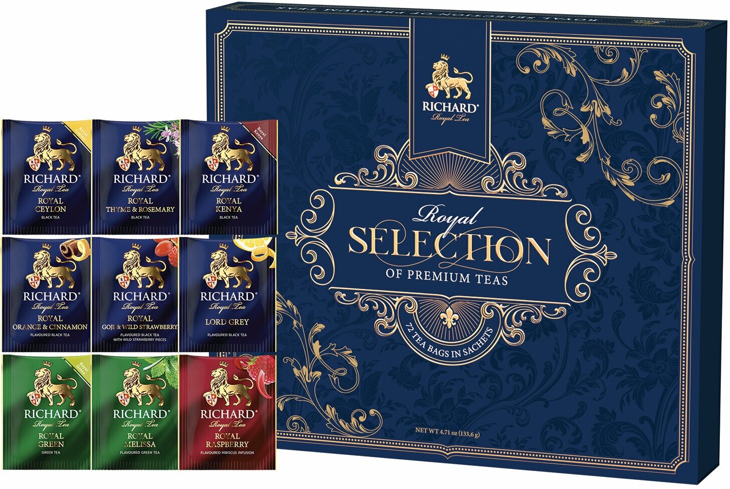 Чай RICHARD "Royal Selection Of Premium Teas" ассорти 9 вкусов, набор 72 пакетика, 101540 В комплекте: 2шт.