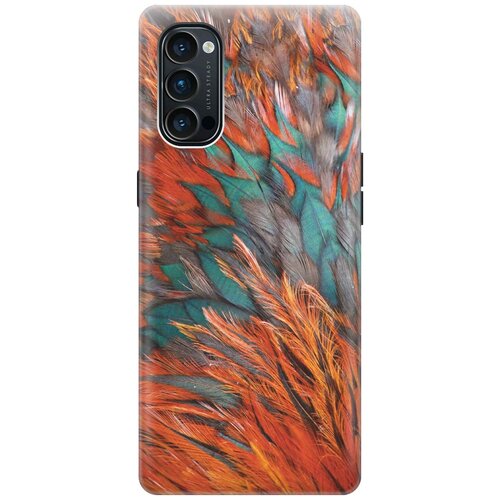 фото Cиликоновый чехол на oppo reno4 / оппо рено4 с принтом "разноцветные перья" gosso
