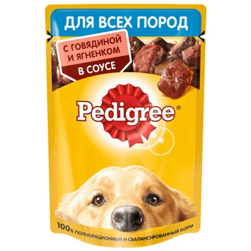Влажный корм PEDIGREE® для собак, говядина и ягненок в соусе, 28 шт х 85г