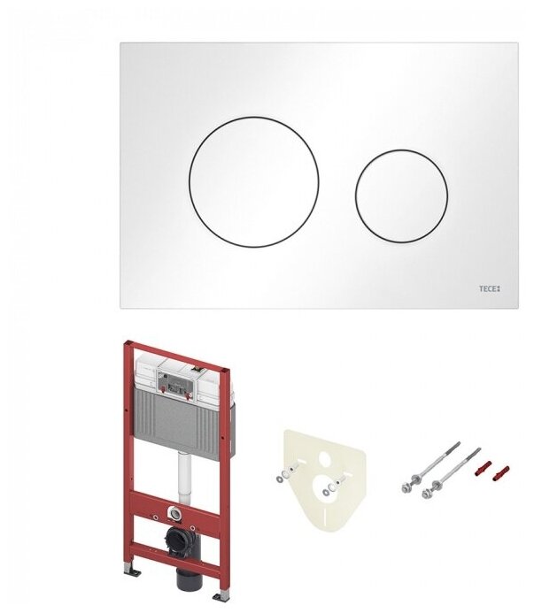 Комплект для установки подвесного унитаза: застенный модуль, пластиковая панель смыва TECEloop, белая K447920