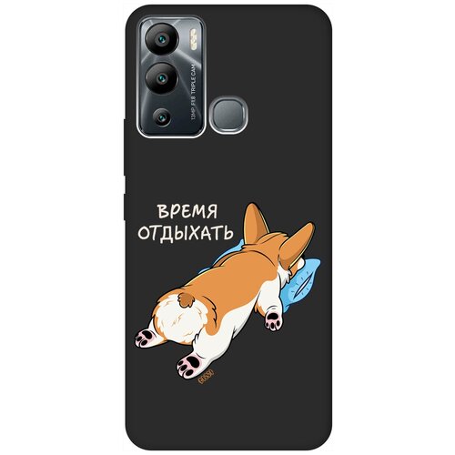 Матовый Soft Touch силиконовый чехол на Infinix Hot 12i / Инфиникс Хот 12и с 3D принтом Relax for corgi черный силиконовый чехол на infinix hot 12i инфиникс хот 12и silky touch premium с принтом relax for corgi сиреневый