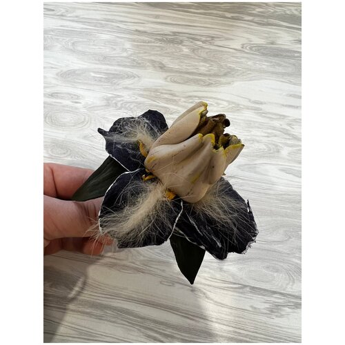 Брошь, белый, синий