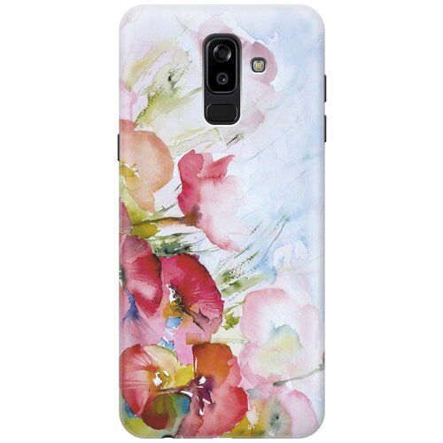 фото Gosso ультратонкий силиконовый чехол-накладка для samsung galaxy j8 (2018) с принтом "акварельные цветы"