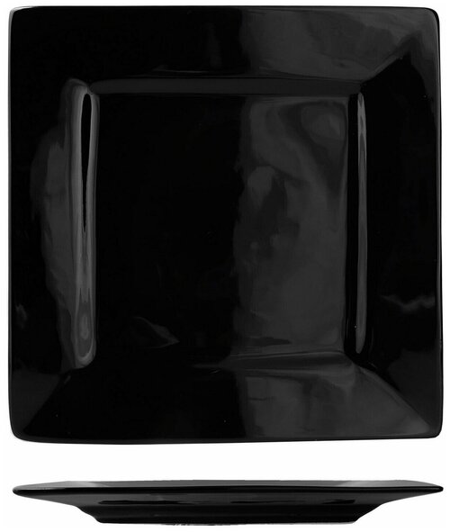Тарелка квадратная «Кунстверк»; фарфор; H=2, L=25.5, B=25.5см; черный