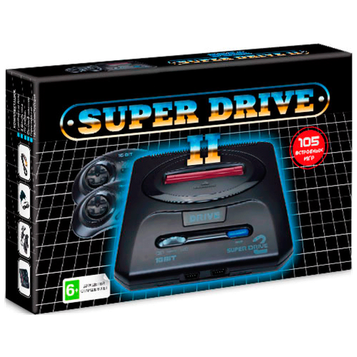 Игровая приставка 16 bit Super Drive 2 Classic (105 в 1) + 105 встроенных игр + 2 геймпада (Черная) игровая приставка 16 bit super drive 2 classic 55 в 1 55 встроенных игр 2 геймпада черная