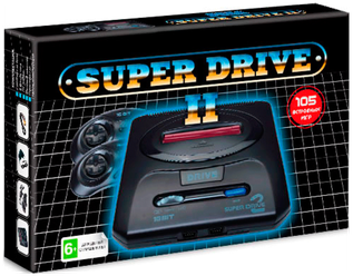 Игровая приставка 16 bit Super Drive 2 Classic (105 в 1) + 105 встроенных игр + 2 геймпада (Черная)