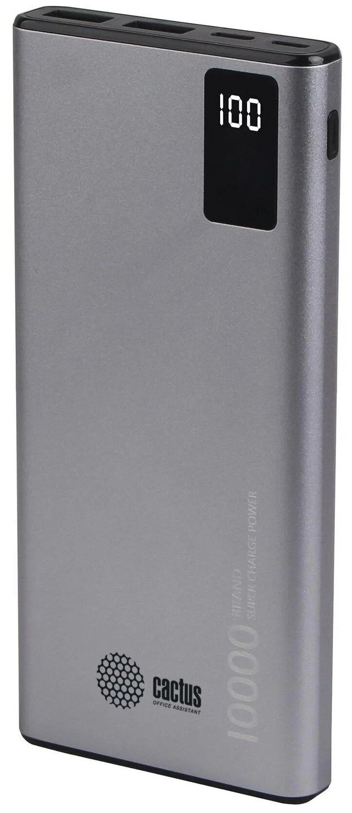 Cactus Мобильный аккумулятор CS-PBFSLT-10000 10000mAh 3A 2xUSB серый