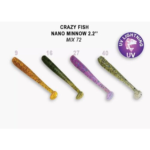 Силиконовые приманки Crazy Fish Nano Minnow 2.2 22-55-М72-6, 8шт.