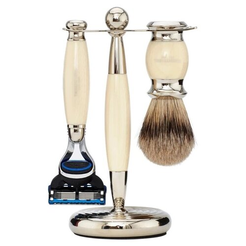 Truefitt  Hill Набор Edwardian Faux Horn: Badger Brush Fusion Razor Stand (кисть для бритья + станок Fusion + подставка) рог