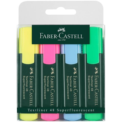 Набор текстовыделителей Faber-Castell 48 4цв, 1-5мм, пластик. уп, европодвес, 1 шт набор текстовыделителей faber castell grip 1543 4цв 1 5мм пластик уп европодвес 154304