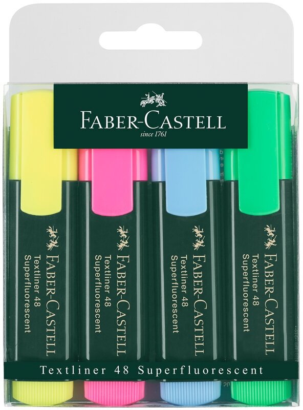 Набор текстовыделителей Faber-Castell "48" 4цв, 1-5мм, пластик. уп, европодвес, 1 шт