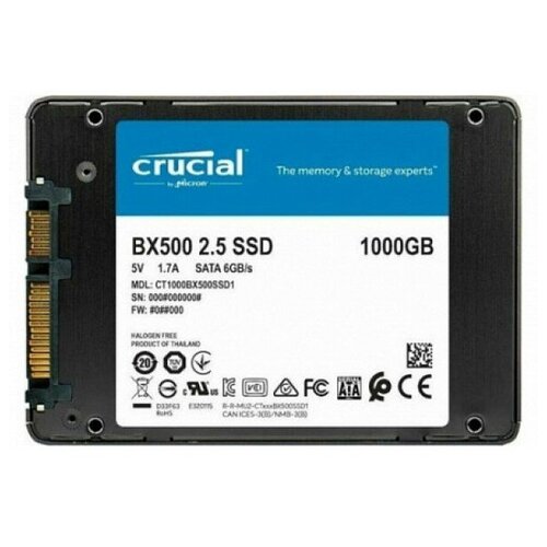 SSD 25 Crucial 10 Tb BX500 SATA3 до 540500 Мбит с 3D TLC 7 мм 839200₽