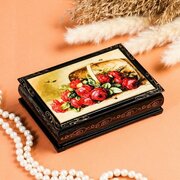 Шкатулка "Розы в корзинке", 10x14 см, лаковая миниатюра