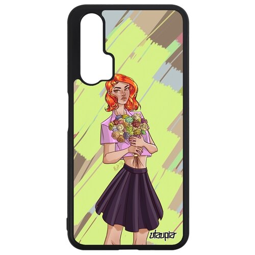 фото Чехол на телефон honor 20, "девушка и цветы" букет розы utaupia