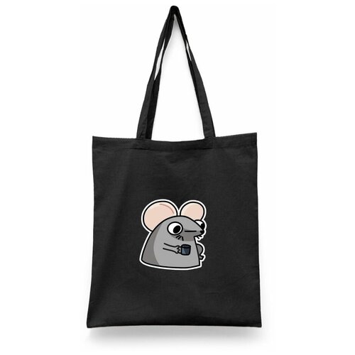 фото Сумка-шоппер унисекс каждому своё "милые мыши/крысы/стикер вк" черная