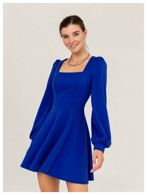 Платье VIAVILLE, вискоза, повседневное, полуприлегающее, мини, размер 46, синий
